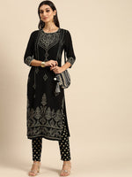 Thumbnail for All About You Women Black Bandhani Printed Kurta with Trousers - Distacart