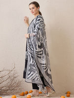 Thumbnail for Indo Era Floral Embroidered Round Neck Sequinned Linen Kurta With Trousers & Dupatta