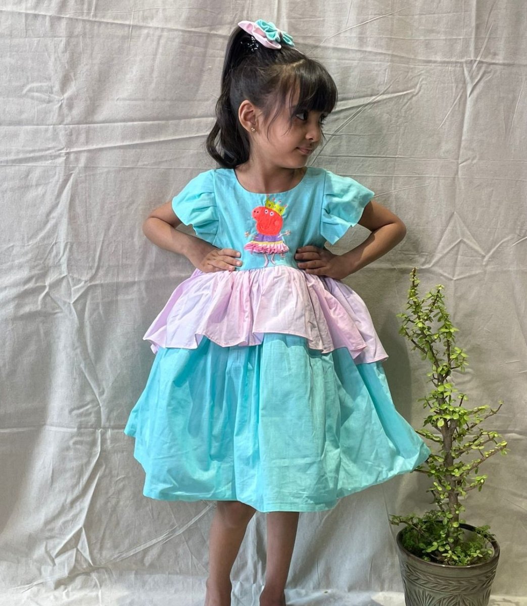 ArthLife Blue Pepa Pig Partywear Dress - Distacart