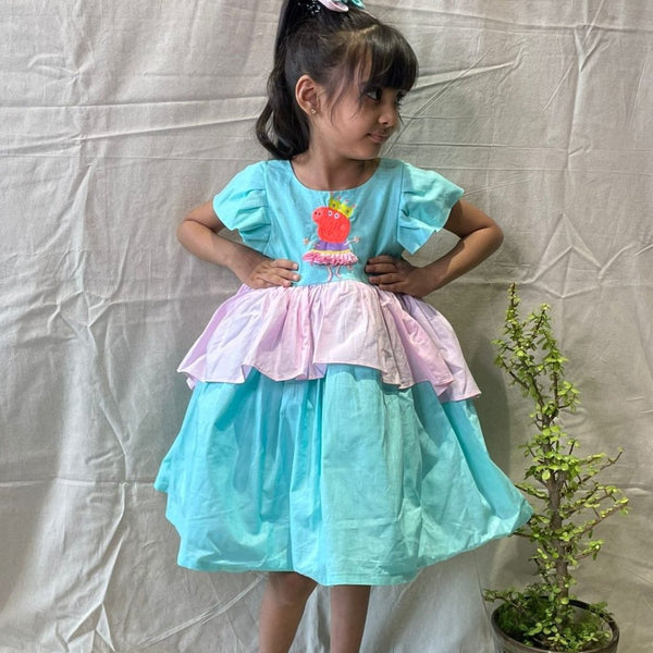 ArthLife Blue Pepa Pig Partywear Dress - Distacart