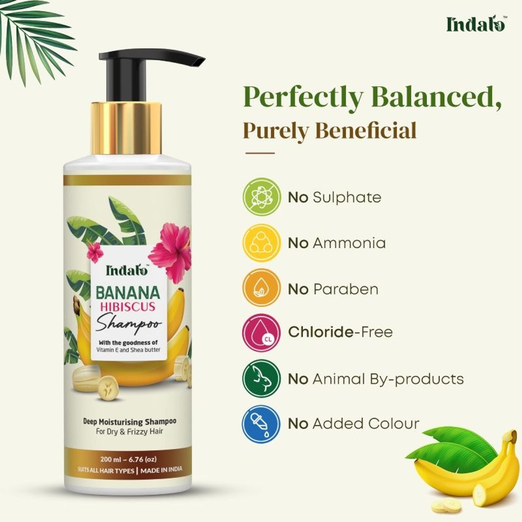 Indalo Banana Hibiscus Shampoo For Dry & Frizzy Hair - Dista