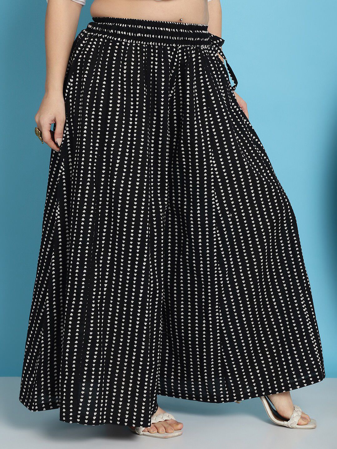 TAG 7 Geometric Printed Pure Cotton Flared Ethnic Palazzo - Distacart