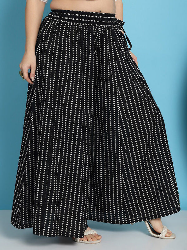 TAG 7 Geometric Printed Pure Cotton Flared Ethnic Palazzo