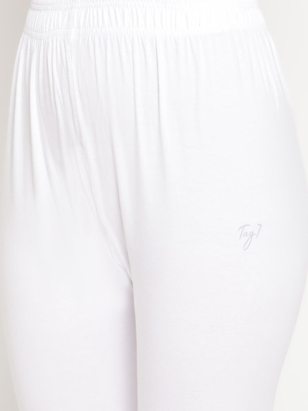TAG 7 Women Pack Of 2 White & Blue Solid Ankle-Length Leggings - Distacart