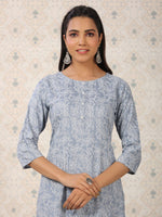 Thumbnail for Ode by House of Pataudi Printed Round Neck Straight Kurta - Distacart