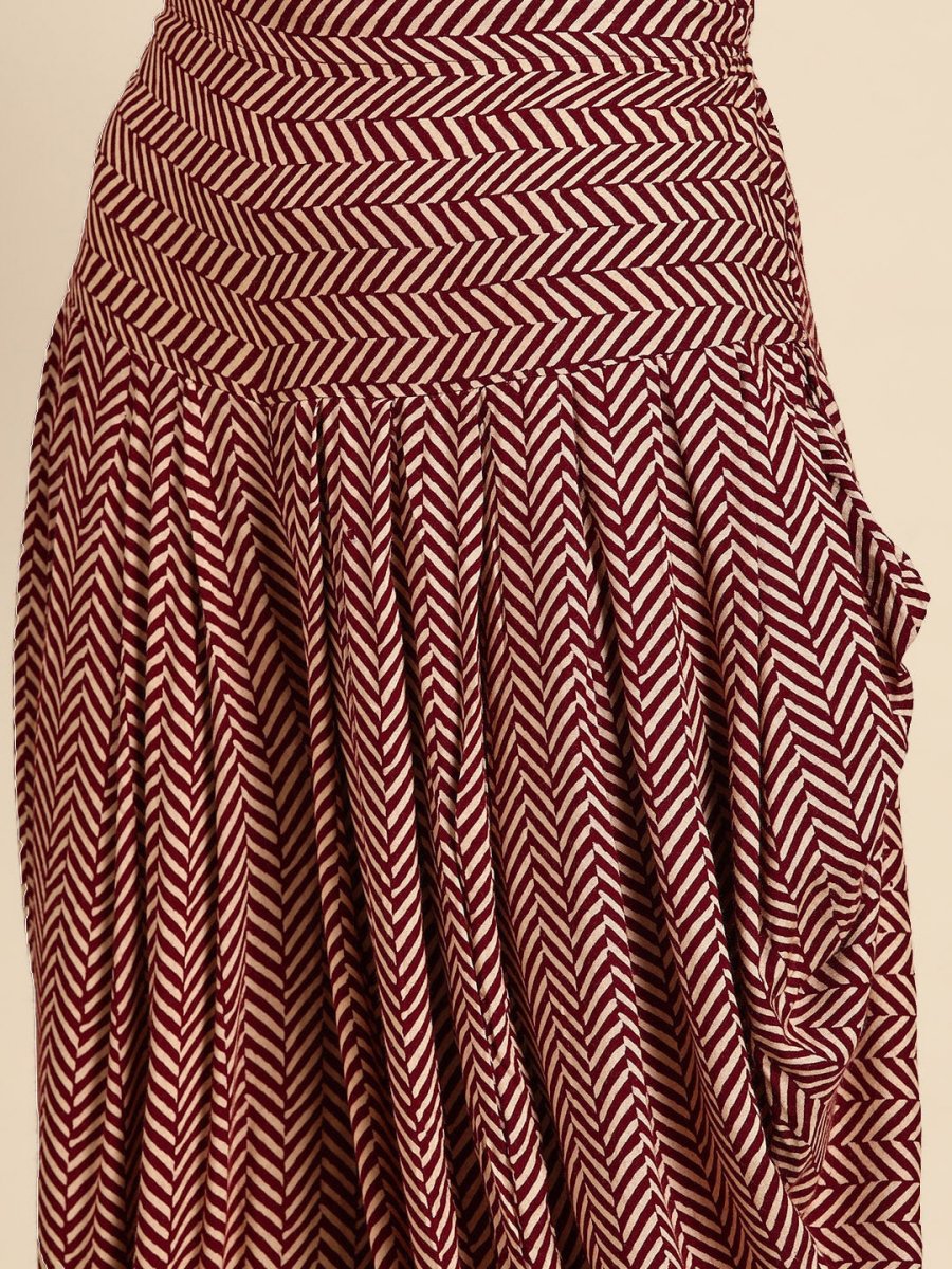Anouk Women Maroon Ethnic Motifs Printed Empire Kurta with Dhoti Pants - Distacart