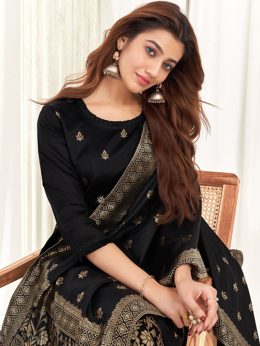 Kalini Ethnic Motifs Woven Design Kurta With Trousers & Dupatta - Distacart