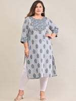 Thumbnail for Swasti Women Grey Floral Printed Floral Pure Cotton Kurta - Distacart