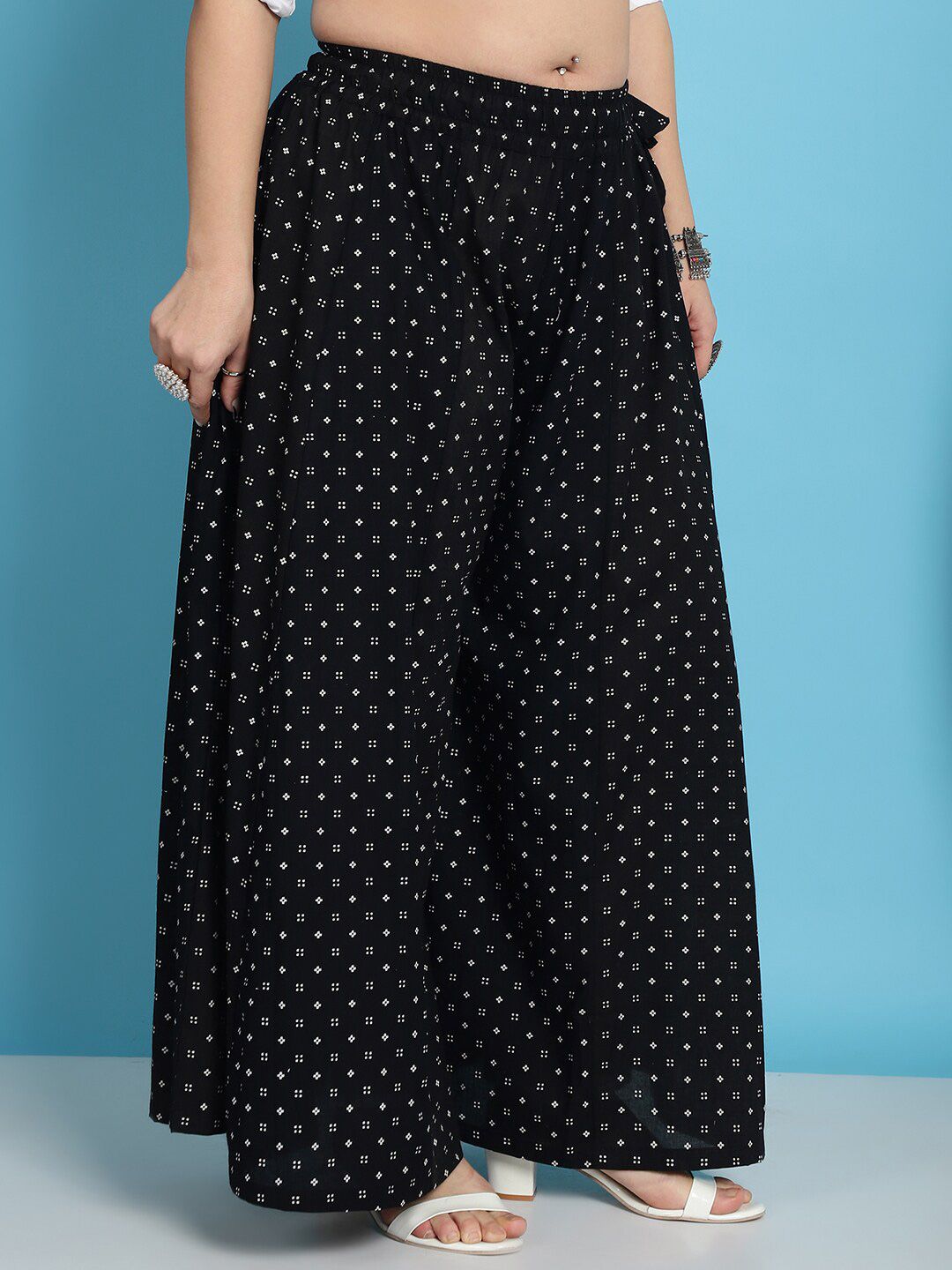 TAG 7 Floral Printed Flared Pure Cotton Palazzos - Distacart