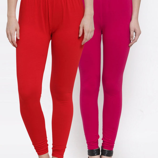 TAG 7 Women Pack Of 2 Solid Churidar-Length Leggings - Distacart