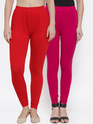 TAG 7 Women Pack Of 2 Solid Churidar-Length Leggings - Distacart