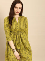 Thumbnail for All About You Women Green Printed Pure Cotton Kurti with Palazzos - Distacart