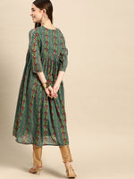 Thumbnail for Anouk Women Green & Pink Pure Cotton Floral Printed Gotta Patti Floral Kurta - Distacart