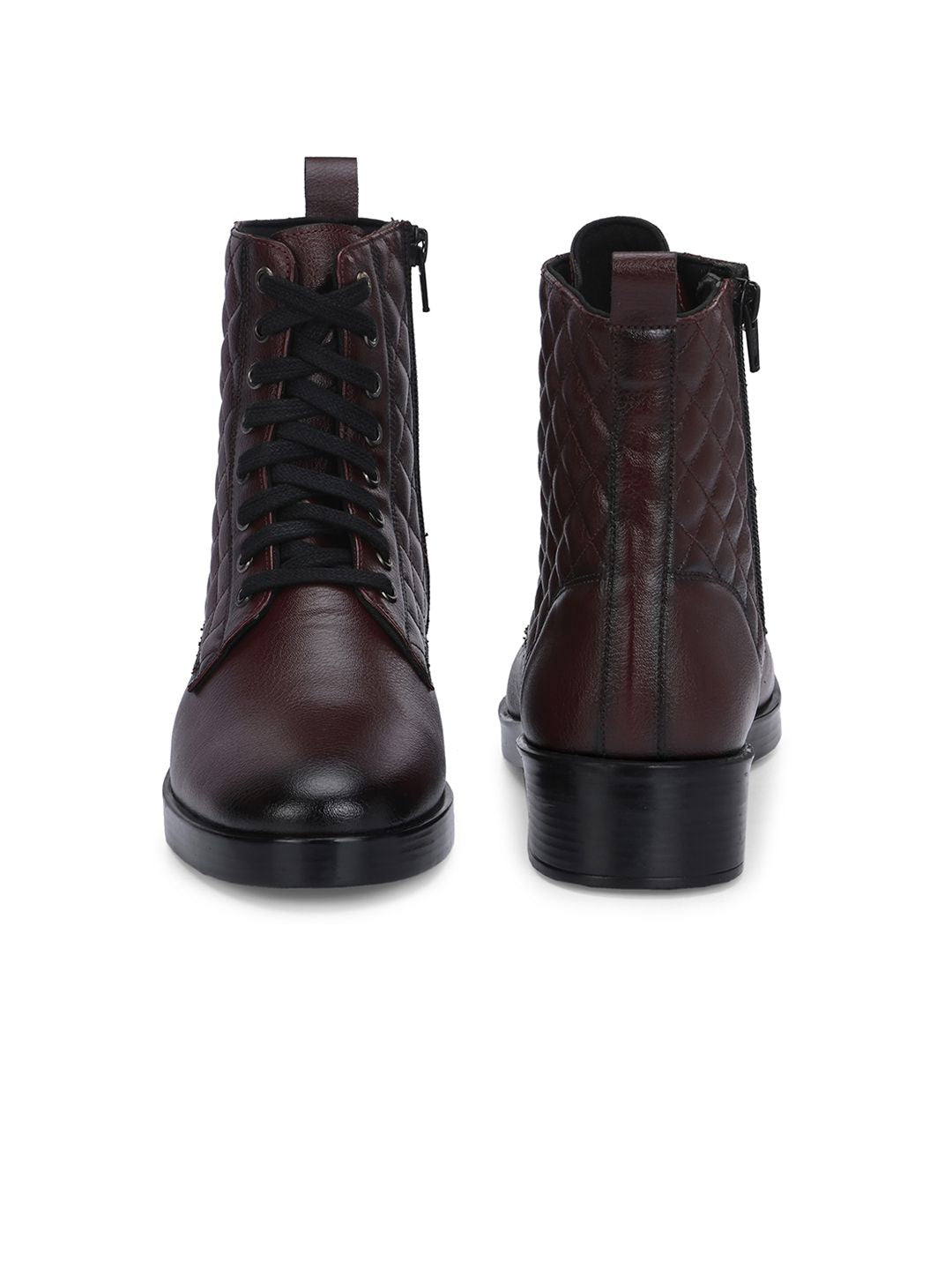 Delize Women Mid Top Textured Vegan Leather Block-Heeled Regular Boots