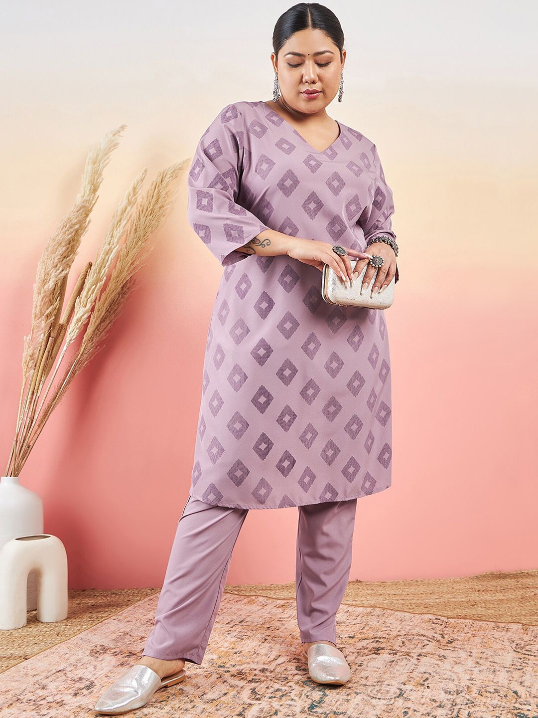 Sztori Printed V-Neck Straight Kurta With Trouser - Distacart