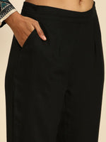 Thumbnail for All About You Women Black & Gold-Toned Floral Printed Regular Kurta with Trousers - Distacart