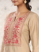 Thumbnail for Ode by House of Pataudi Women Floral Yoke Design Thread Work Kurta - Distacart