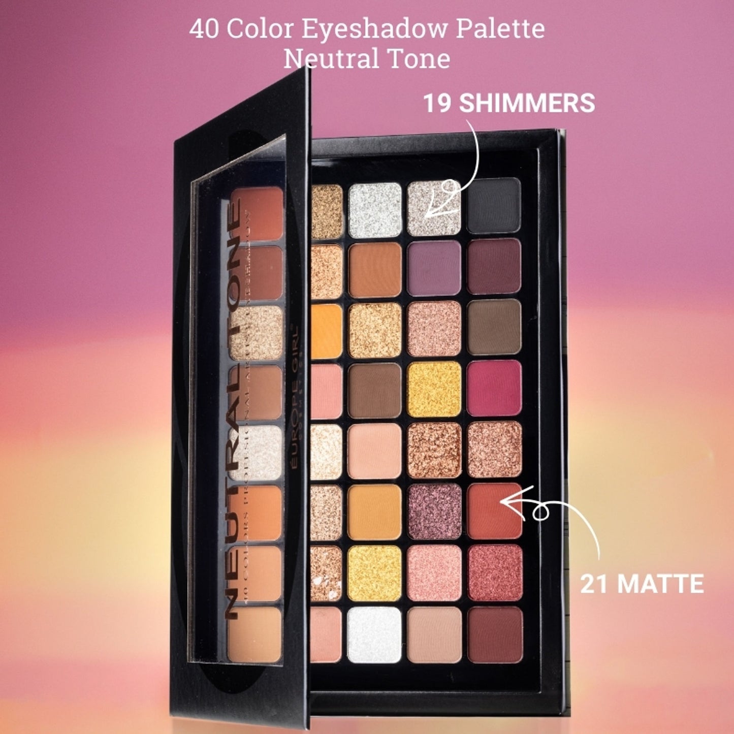 Europe Girl 40 Colour Eyeshadow Palette - Neutral Tone - Distacart