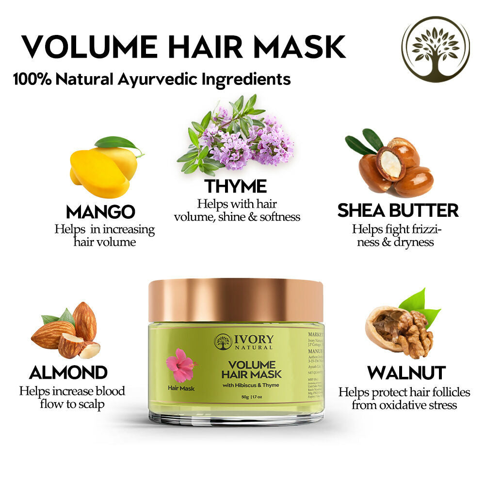 Ivory Natural Hair Volume Mask - Hair Volume And Length For Both Men & Women - Distacart