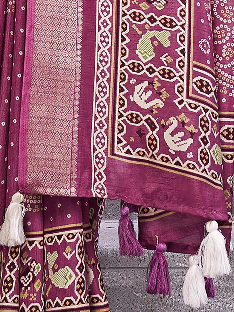 Anouk Printed Zari Bandhani Saree - Distacart