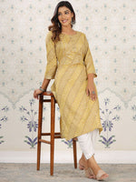 Thumbnail for Ode by House of Pataudi Ethnic Motifs Printed Gotta Patti Straight Kurta - Distacart