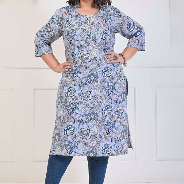 Swasti Plus Size Floral Printed Pure Cotton Kurta - Distacart