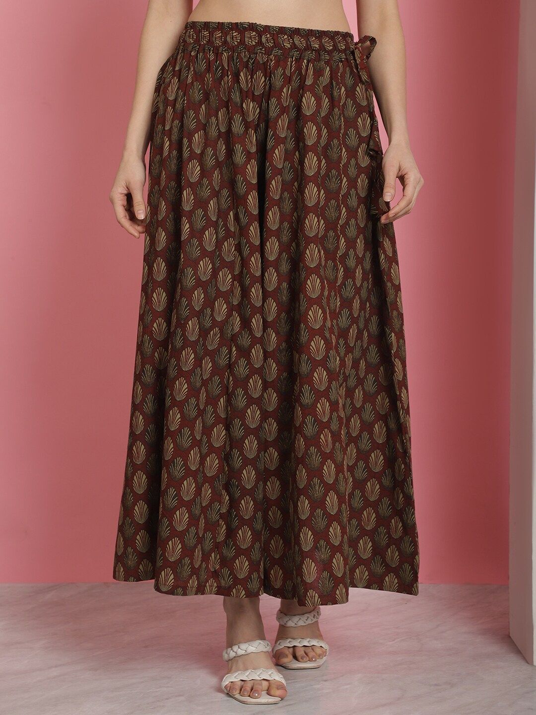 TAG 7 Floral Printed Flared Pure Cotton Ethnic Palazzos - Distacart