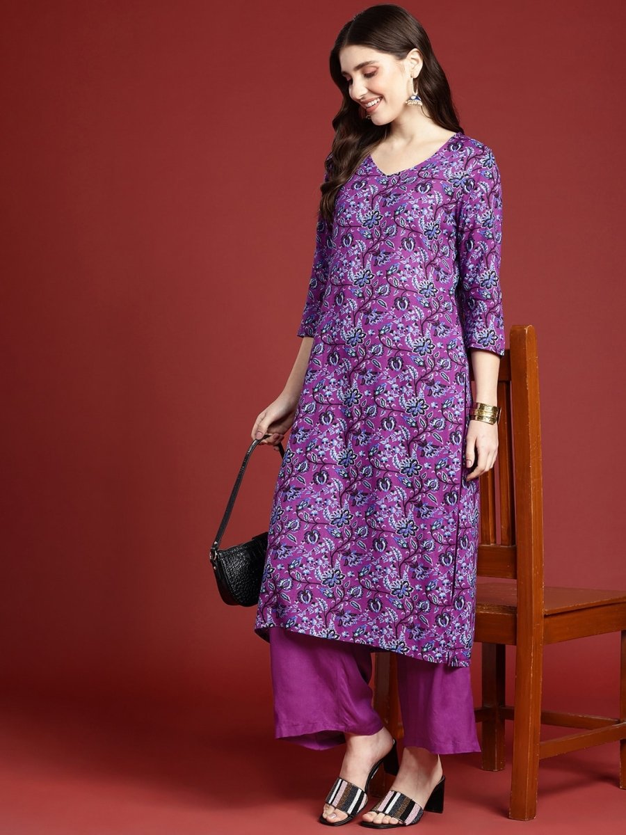 Anouk Women Floral Printed Regular Kurta With Trousers - Distacart
