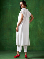Thumbnail for Sangria White Extended Sleeves A-Line Kurta With Trouser