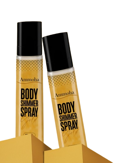 Ammoha Cosmetics Golden Body Shimmer Spray with aloe vera extract - Distacart