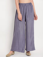 Thumbnail for TAG 7 Women Grey Solid Flared Palazzos
