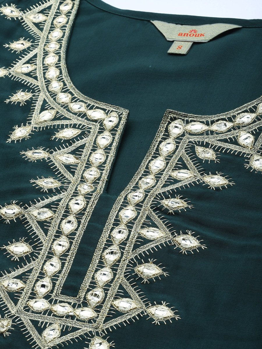 Anouk Yoke Design Regular Thread Work Kurta with Palazzos - Distacart