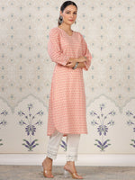 Thumbnail for Ode by House of Pataudi Floral Printed Straight Pure Cotton Kurta - Distacart