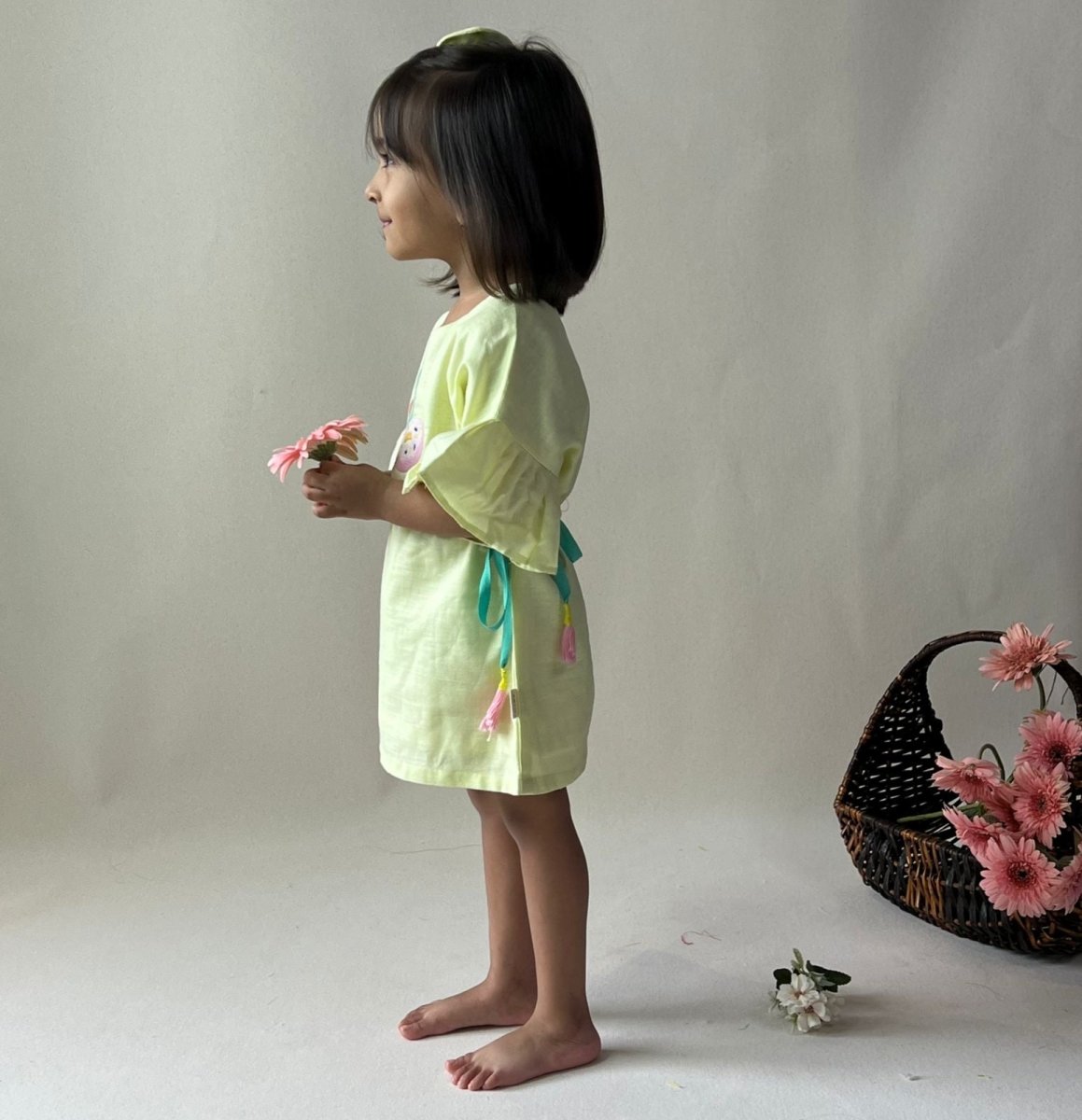 ArthLife Yellow Donuts Embroidered Dress - Distacart