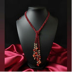 Thumbnail for Joban Fashion Women Red Adjustable 2-Line Long Beaded Statement Necklace - Distacart