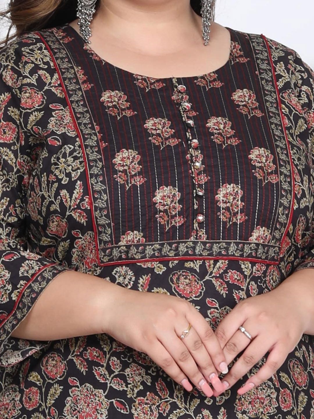 Swasti Floral Printed Regular Pure Cotton Kurta With Trousers & Dupatta - Distacart