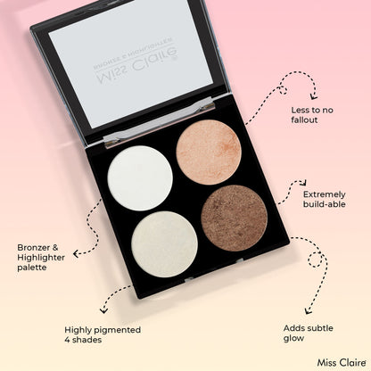 Miss Claire Bronze & Highlighter Makeup Studio Palette - 4 - Distacart