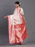Thumbnail for Astita Banarasi Silk Red & White Saree