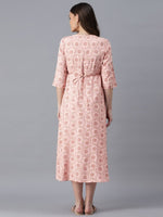 Thumbnail for AURELIA Peach-Coloured Floral Ethnic A-Line Midi Dress