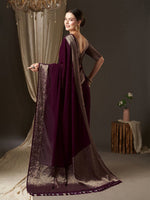 Thumbnail for Anouk Purple & Gold-Toned Zari Pure Georgette Kanjeevaram Saree - Distacart