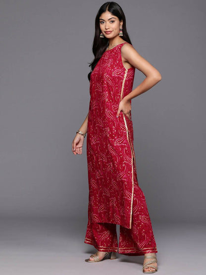 Ahalyaa Women's Traditional wear Kurta Set - Red - Distacart