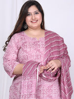 Thumbnail for Swasti Floral Printed Regular Sequinned Pure Cotton Kurta with Trousers & Dupatta - Distacart