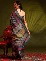Thumbnail for Anouk Grey Floral Printed Zari Sungudi Saree - Distacart