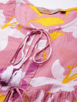 Thumbnail for Anouk Women Purple & Mauve Printed Layered Kurta With Trousers - Distacart