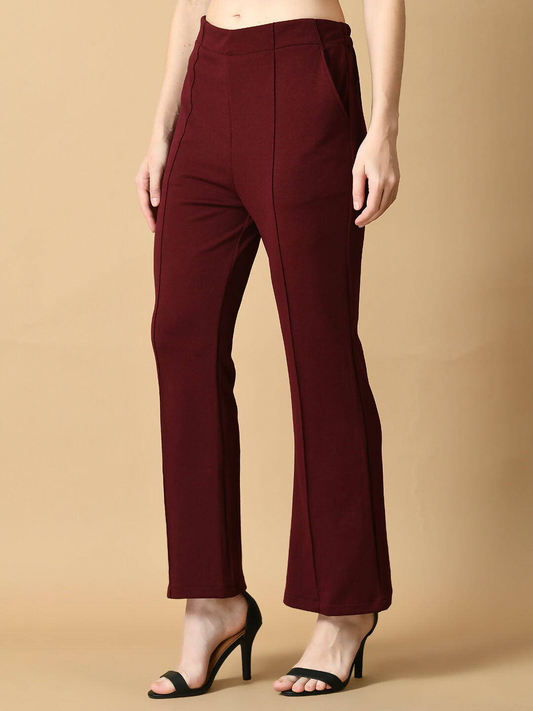 Myshka Women's Magenta Flared Party Trouser - Distacart