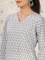 Thumbnail for Ode by House of Pataudi Floral Printed Straight Pure Cotton Kurta - Distacart