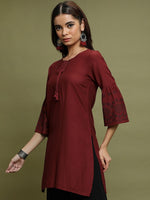 Thumbnail for Vishudh Tie-Up Neck Bell Sleeves Straight Kurta