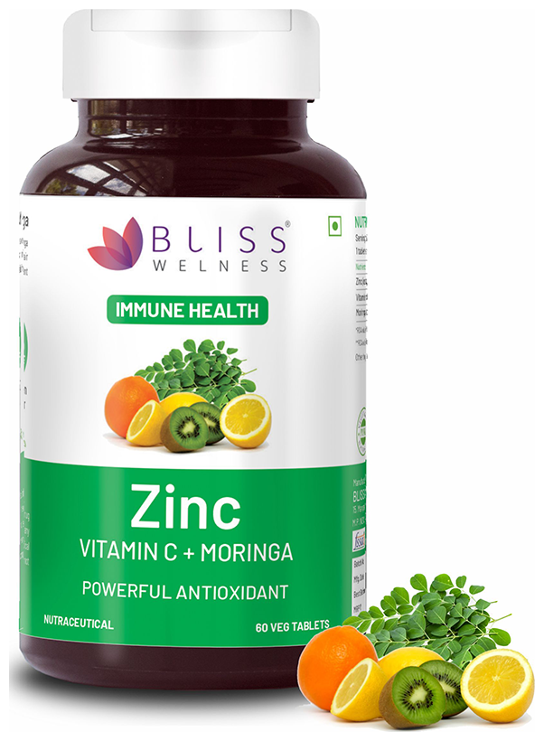 bliss welness immune health zinc vitamin c moringa veg tablet