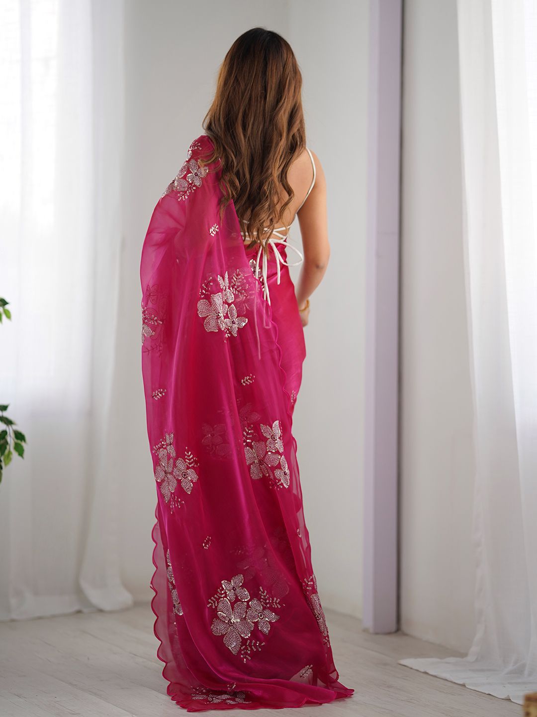Mitera Embellished Sequinned Silk Blend Designer Saree