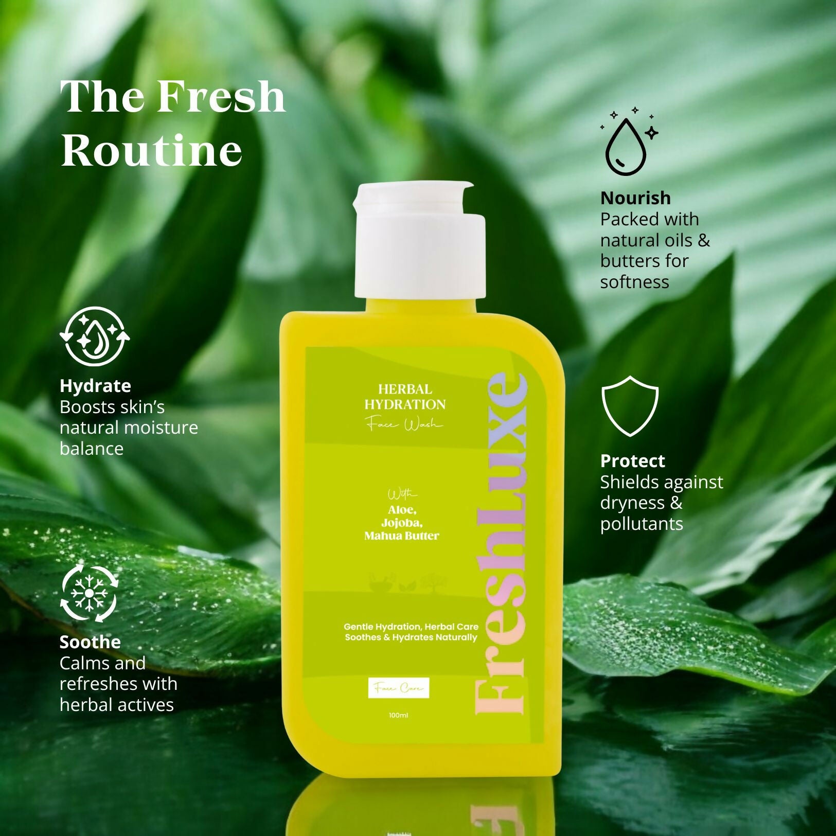 FreshLuxe Herbal Hydration Face Wash For Oil & Acne Control with Aloe Vera & Neem